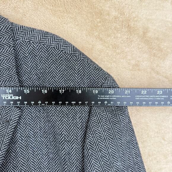 Claiborne Wool Blazer Mens 46 Gray Herringbone Tweed Sport Coat Business‎ Casual - Picture 11 of 13
